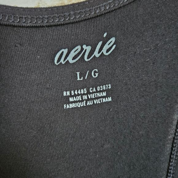 aerie OFFLINE Jumpsuit Drawstring Waist Size Large Black Baggy Racerback Tank - Picture 8 of 8
